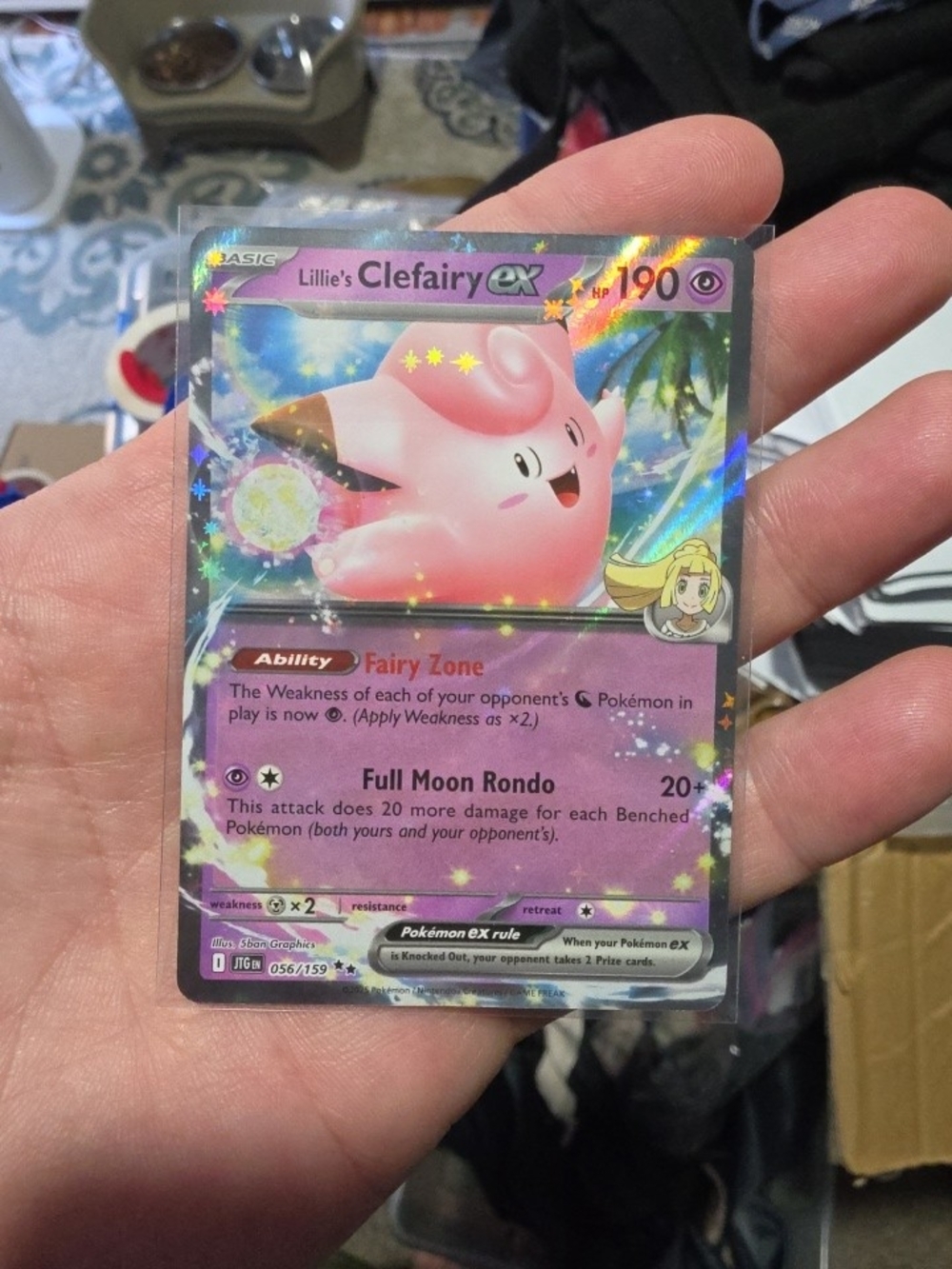 Pokemon Pink Lillie's Clefairy ex Holographic Trading Card